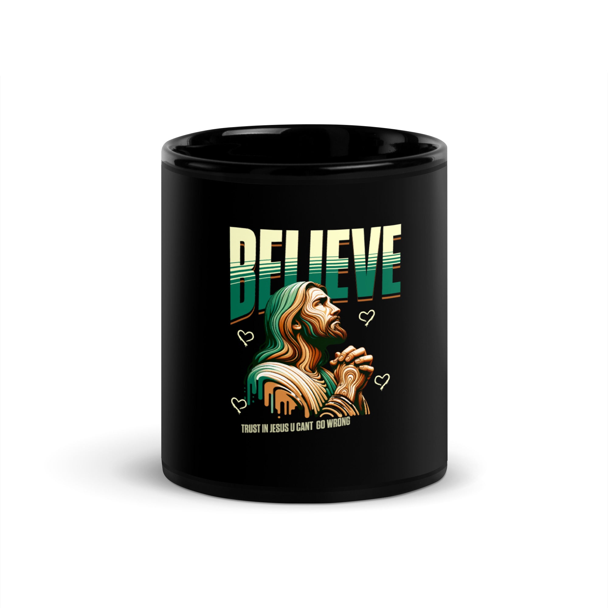 Trust In Jesus U Cant Go Wrong Black Glossy Mug
