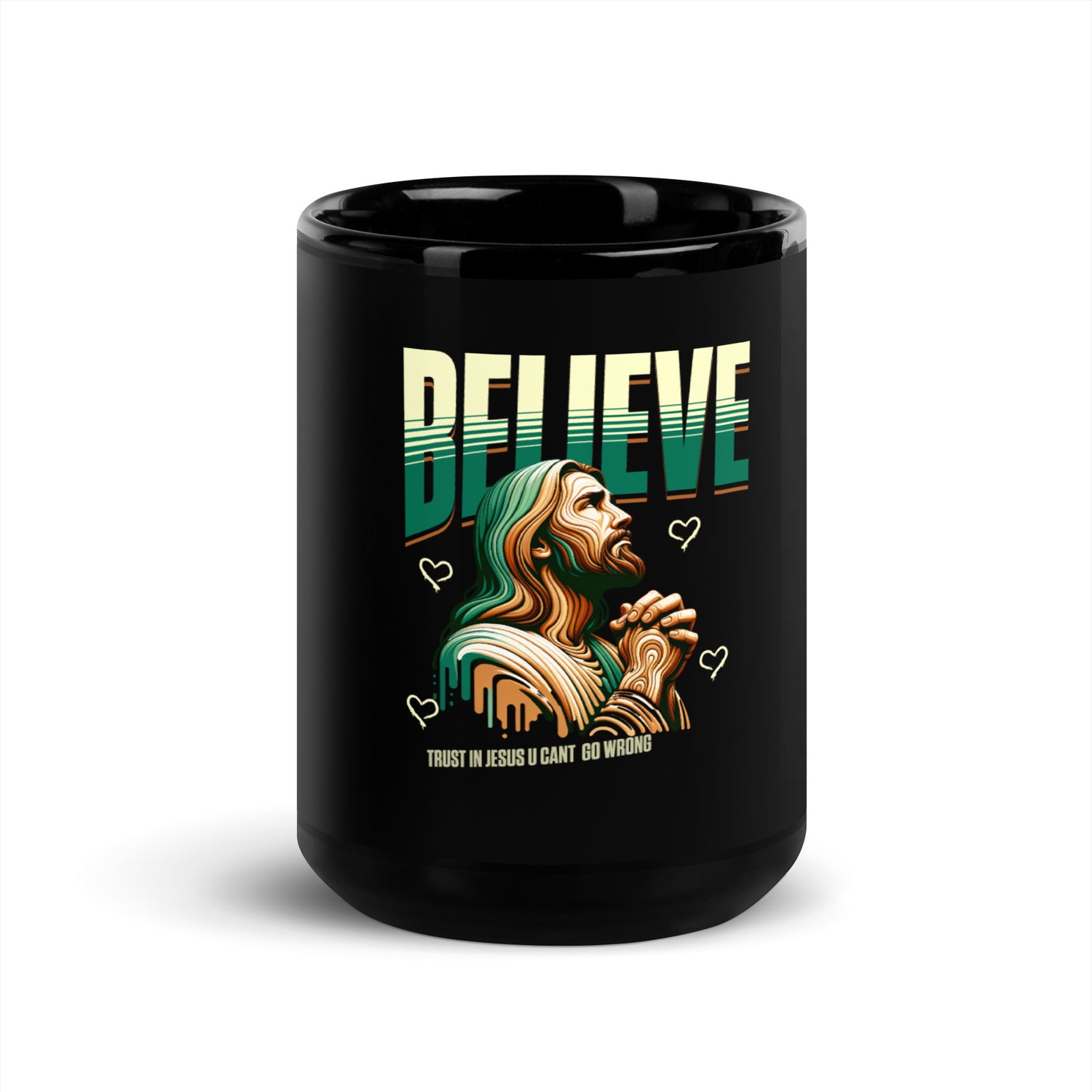 Trust In Jesus U Cant Go Wrong Black Glossy Mug